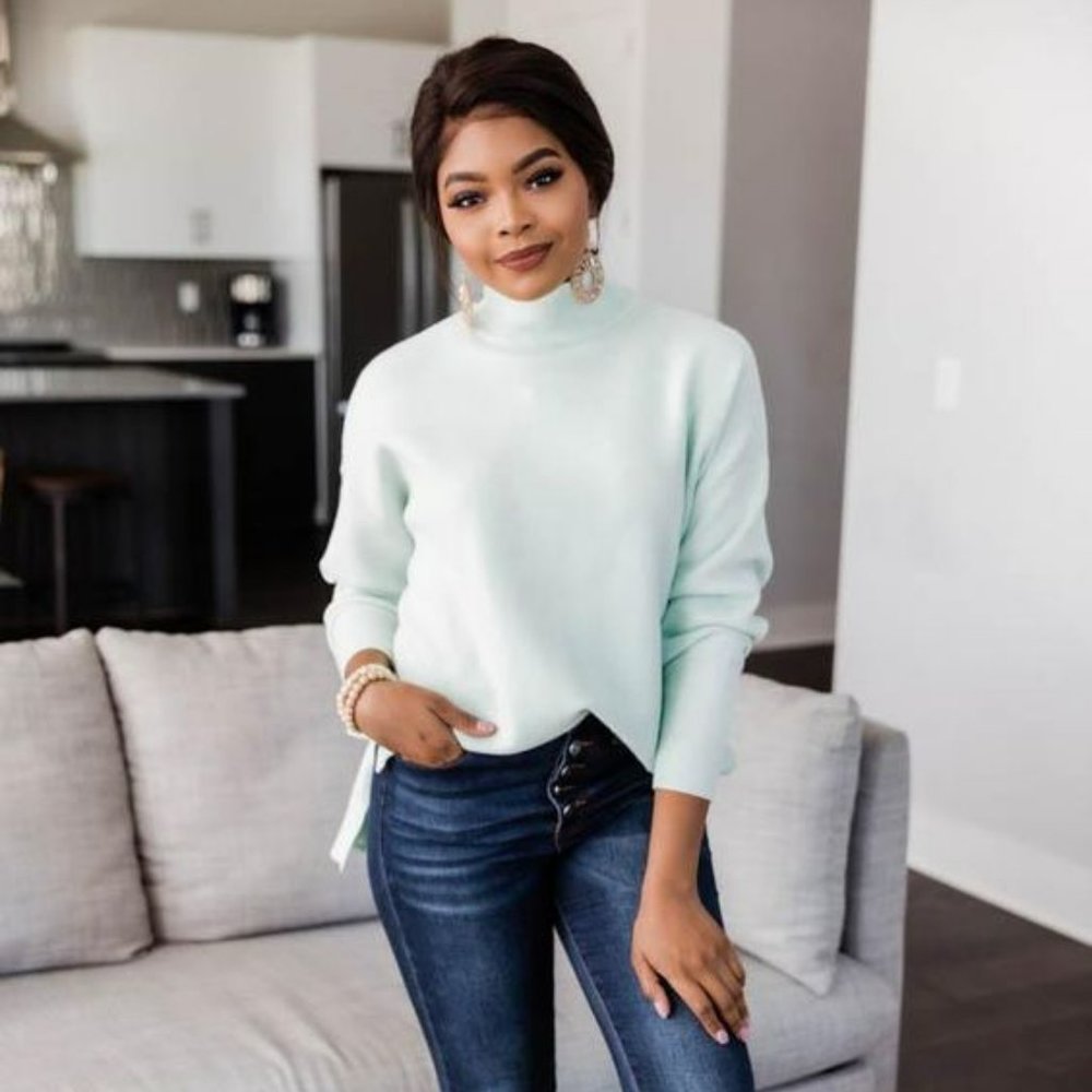 Open Minded Mint Sweater